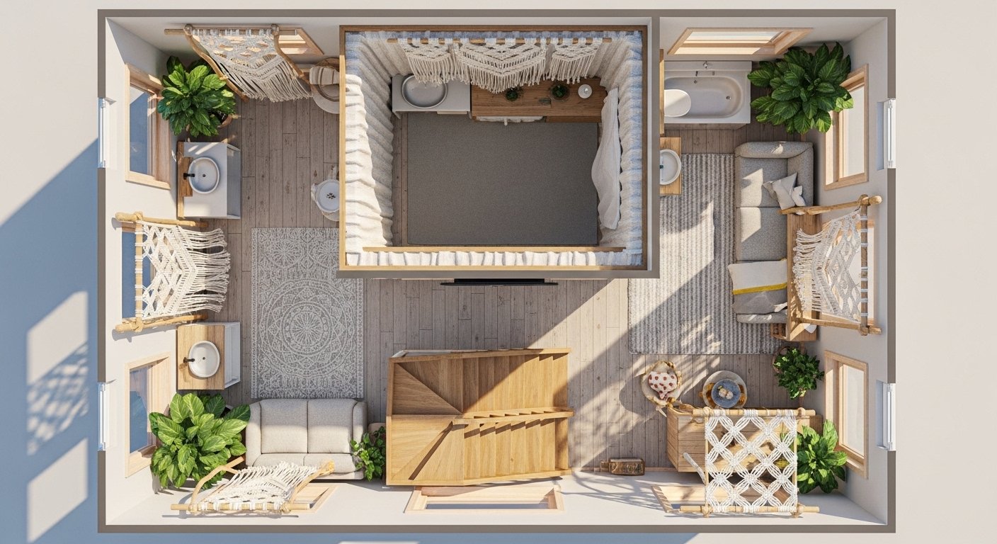 20 Cool Boho Tiny Home Floorplan